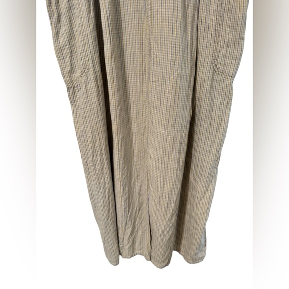 Vintage FLAX Jeanne Engelhart Gingham Linen Short Sleeve Dress Pockets L - Picture 10 of 12